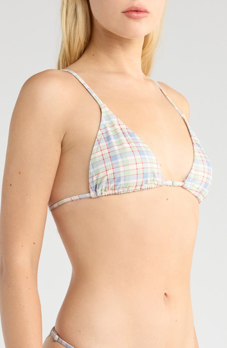 PacSun Delphinium Ring Triangle Swim Top, Alternate, color, Emily Plaid