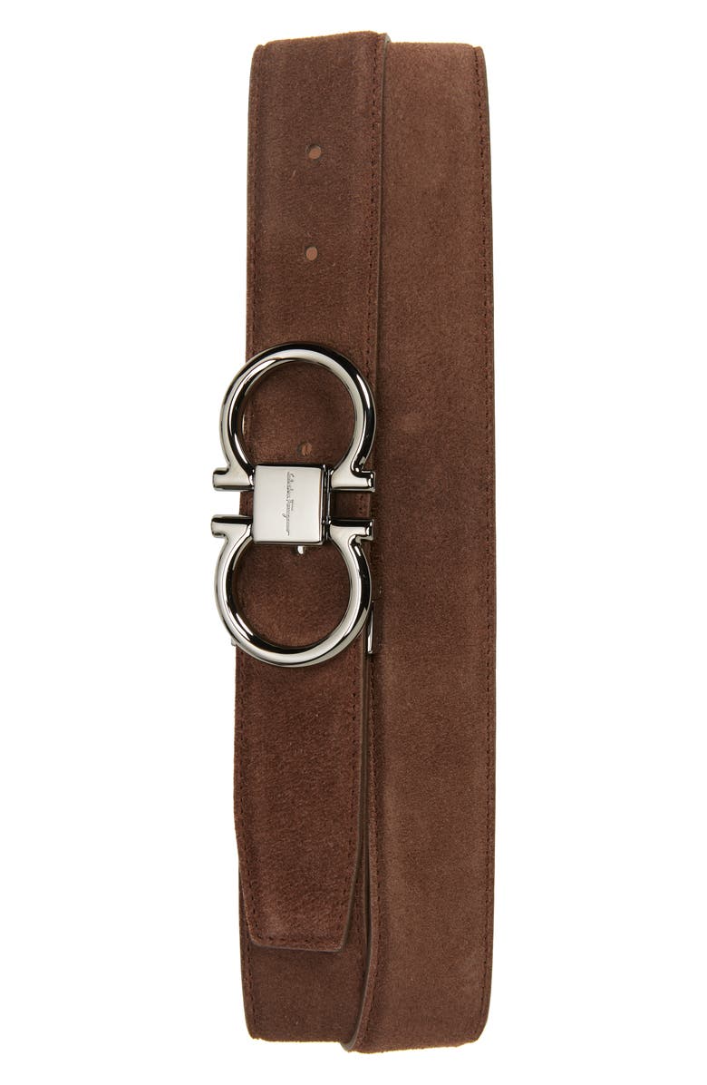FERRAGAMO Double Gancio Suede Belt, Main, color,
