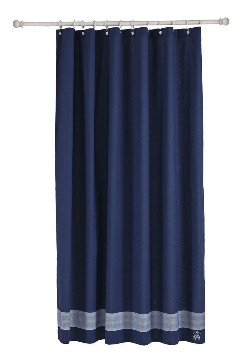 Herringbone Shower Curtain, Main, color, NAVY