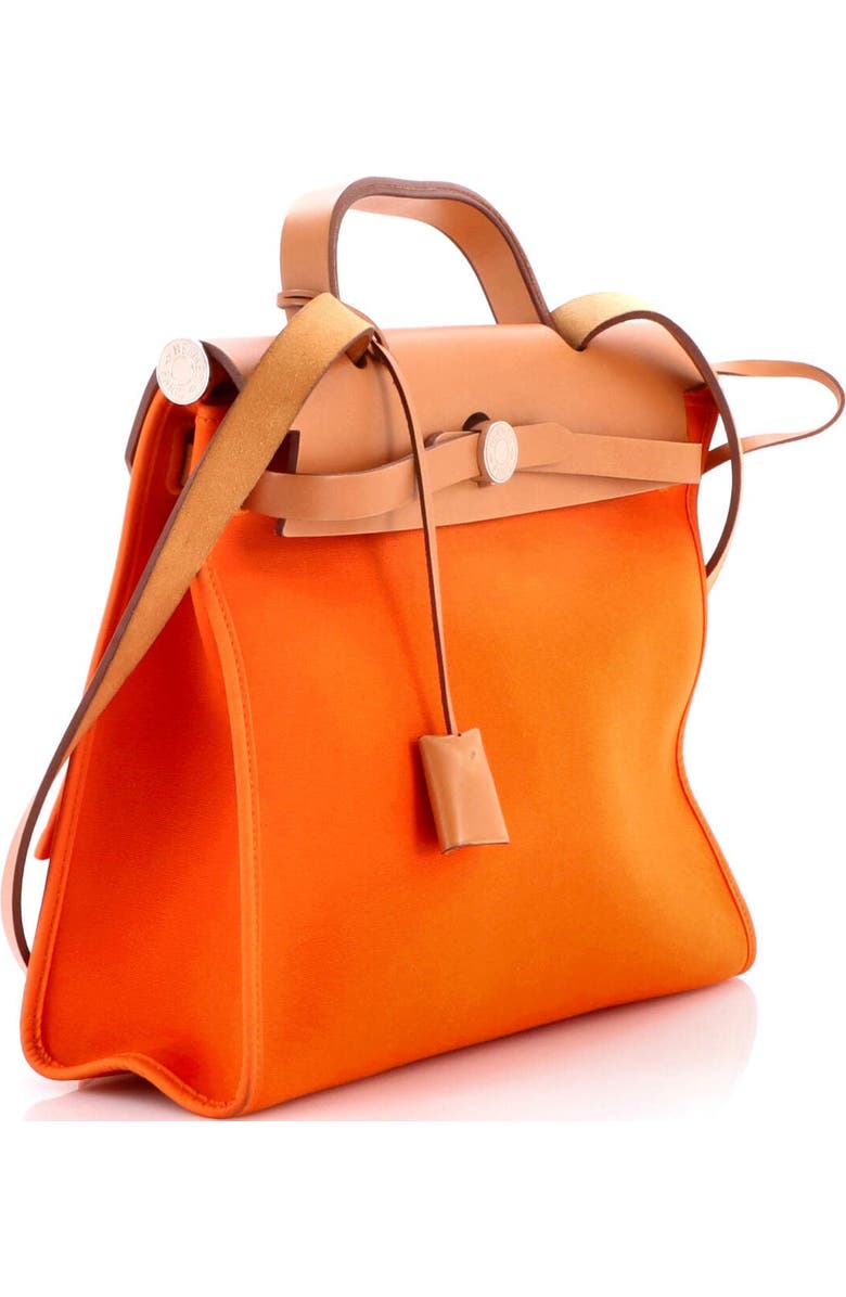 Pre-Owned Hermes Herbag Zip Leather and Toile 31, Alternate, color, Orange H