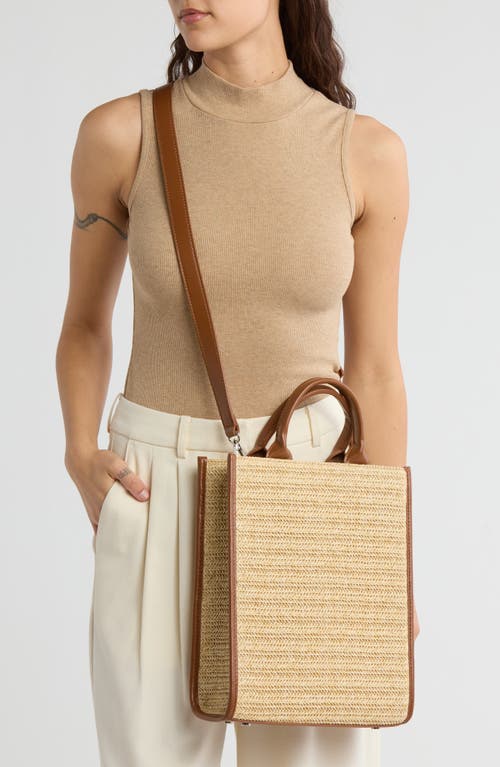 Bcbg Mini Whipstitched Straw Tote Bag In Natural/cognac
