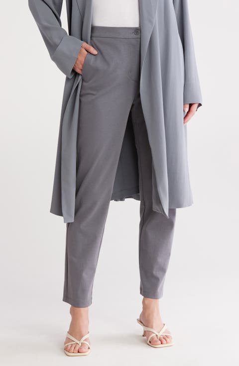 High Waist Ponte Knit Slim Ankle Pants (Regular & Petite)