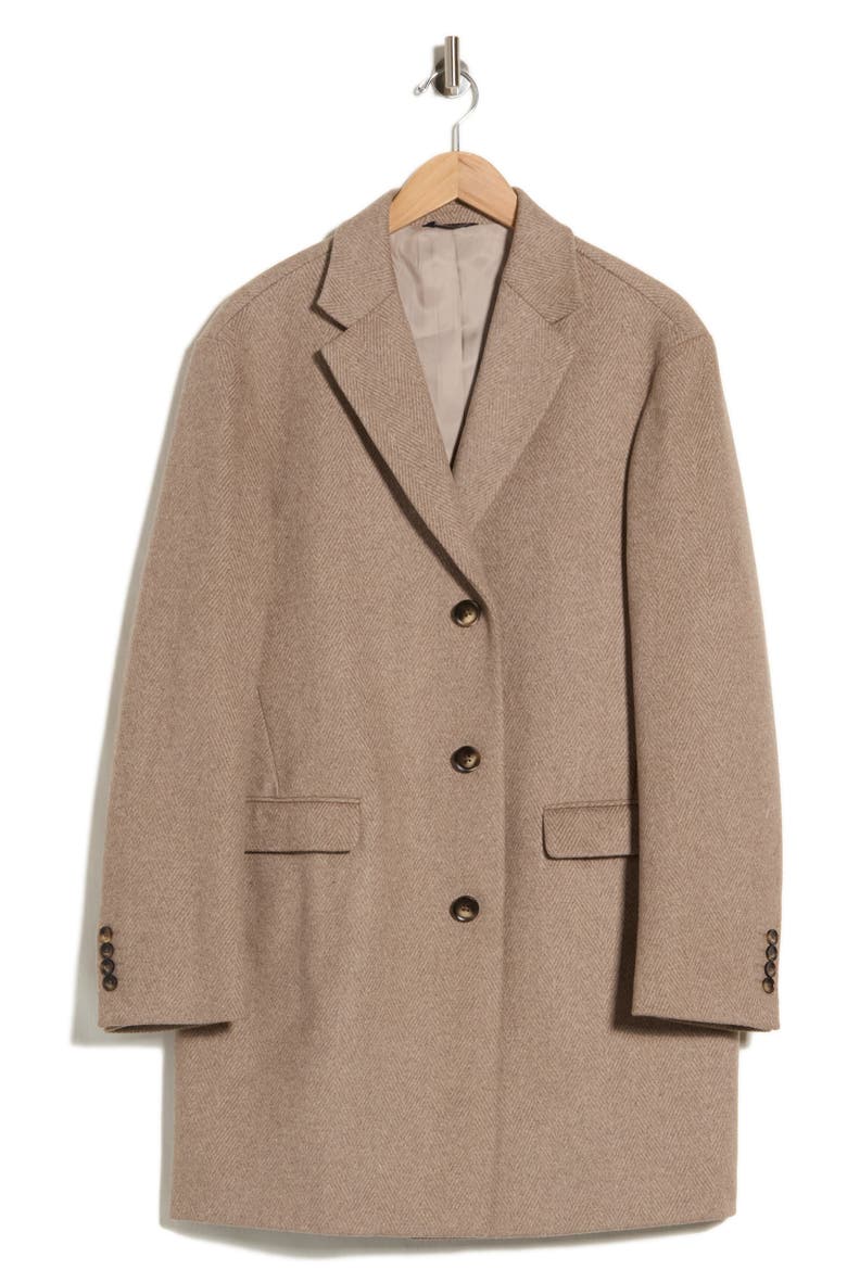 Herringbone Wool Blend Topcoat, Alternate, color, TAUPE HRBN