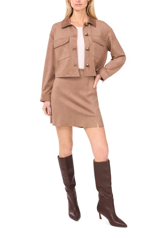 Vince Camuto Side Slit Faux Suede Miniskirt In Brown