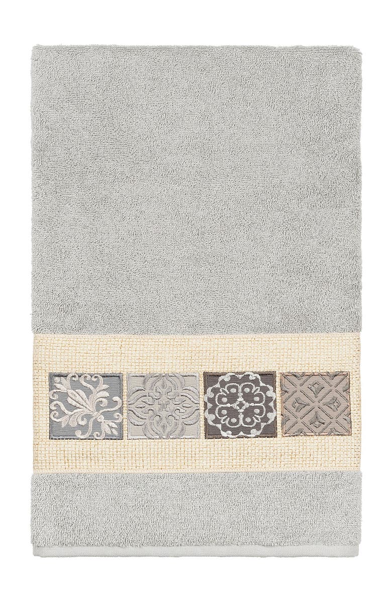 Linum Home Textiles Vivian Embellished Bath Towel - Light Gray, Alternate, color, Light Gray