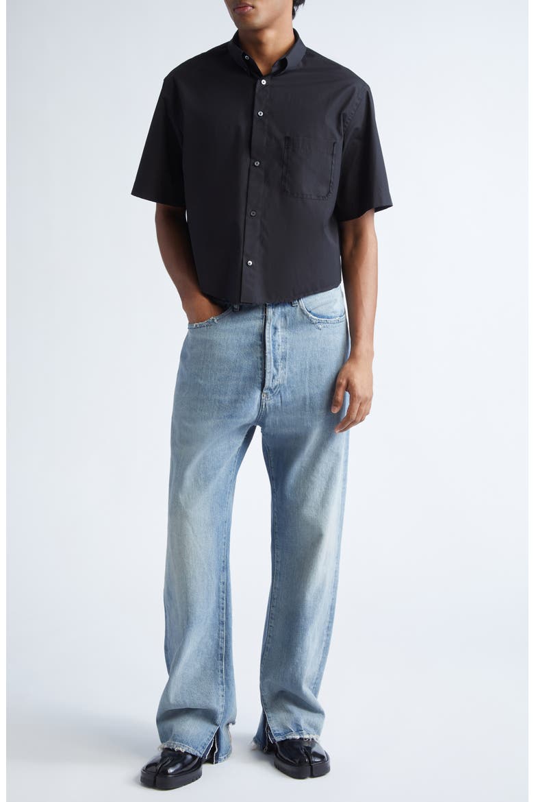 Short Sleeve Button-Down Shirt, Alternate, color, BLACK