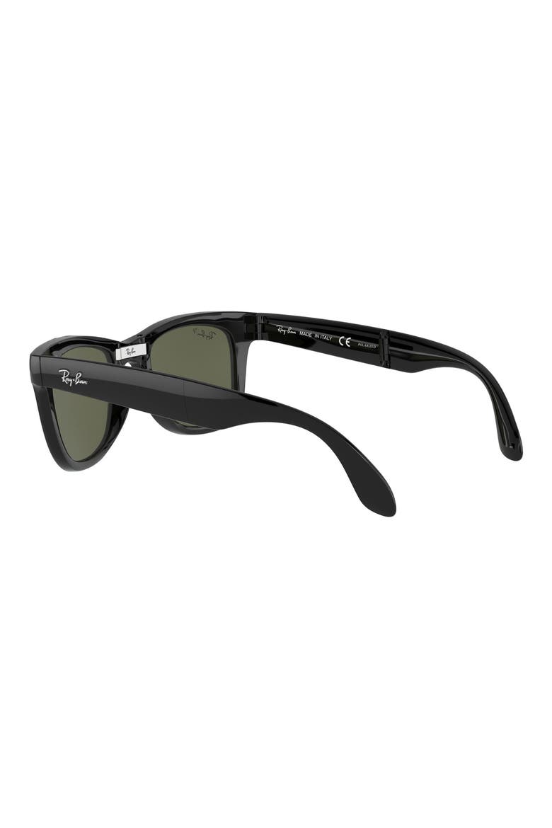 Wayfarer 50mm Polarized Folding Sunglasses, Alternate, color, BLACK/ GREEN SOLID