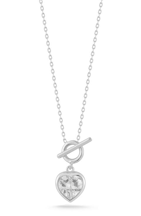 Cubic Zirconia Heart Toggle Pendant Necklace