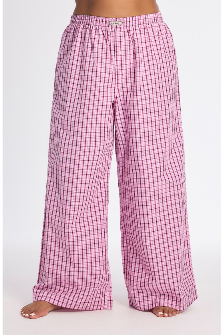 Kickback Casuals Sleep Pants, Main, color, TULIP PINK PLAID BEHAVIOR