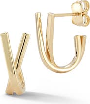Ember Fine Jewelry <p>14K Gold X Hoop Earrings</p>