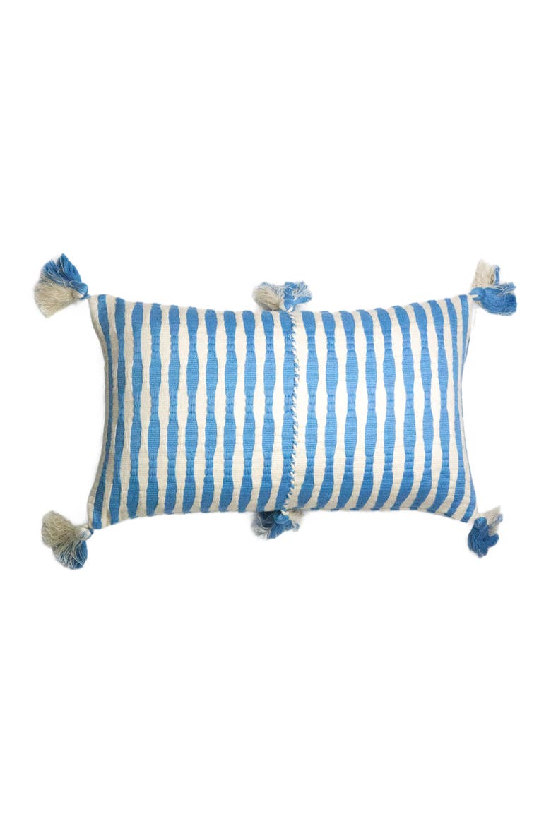 Antigua Classic Striped Handwoven Cotton Throw Pillow, Main, color, Sky Blue