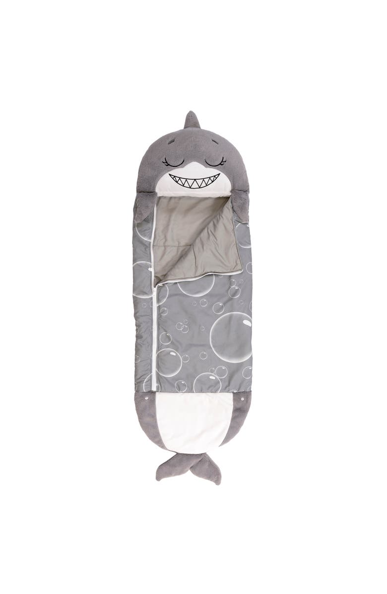 Happy Nappers Grey Shark 2 in 1 Pillow & Sleeping Bag Medium, 54 inch x 20 inch, Main, color, Gray