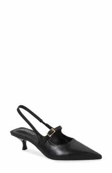 BERNESS Corrie Pointed Toe Buckle Slingback Kitten Heel Pump