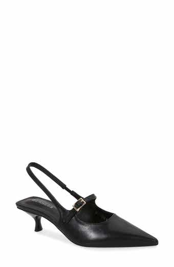 BERNESS Corrie Pointed Toe Buckle Slingback Kitten Heel Pump