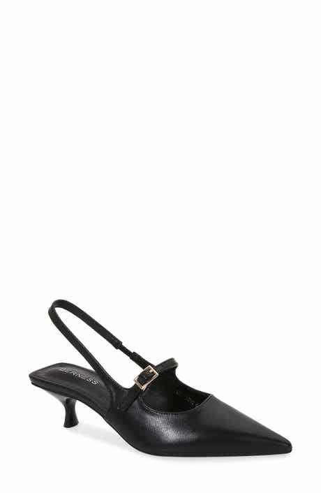 BERNESS Corrie Pointed Toe Buckle Slingback Kitten Heel Pump
