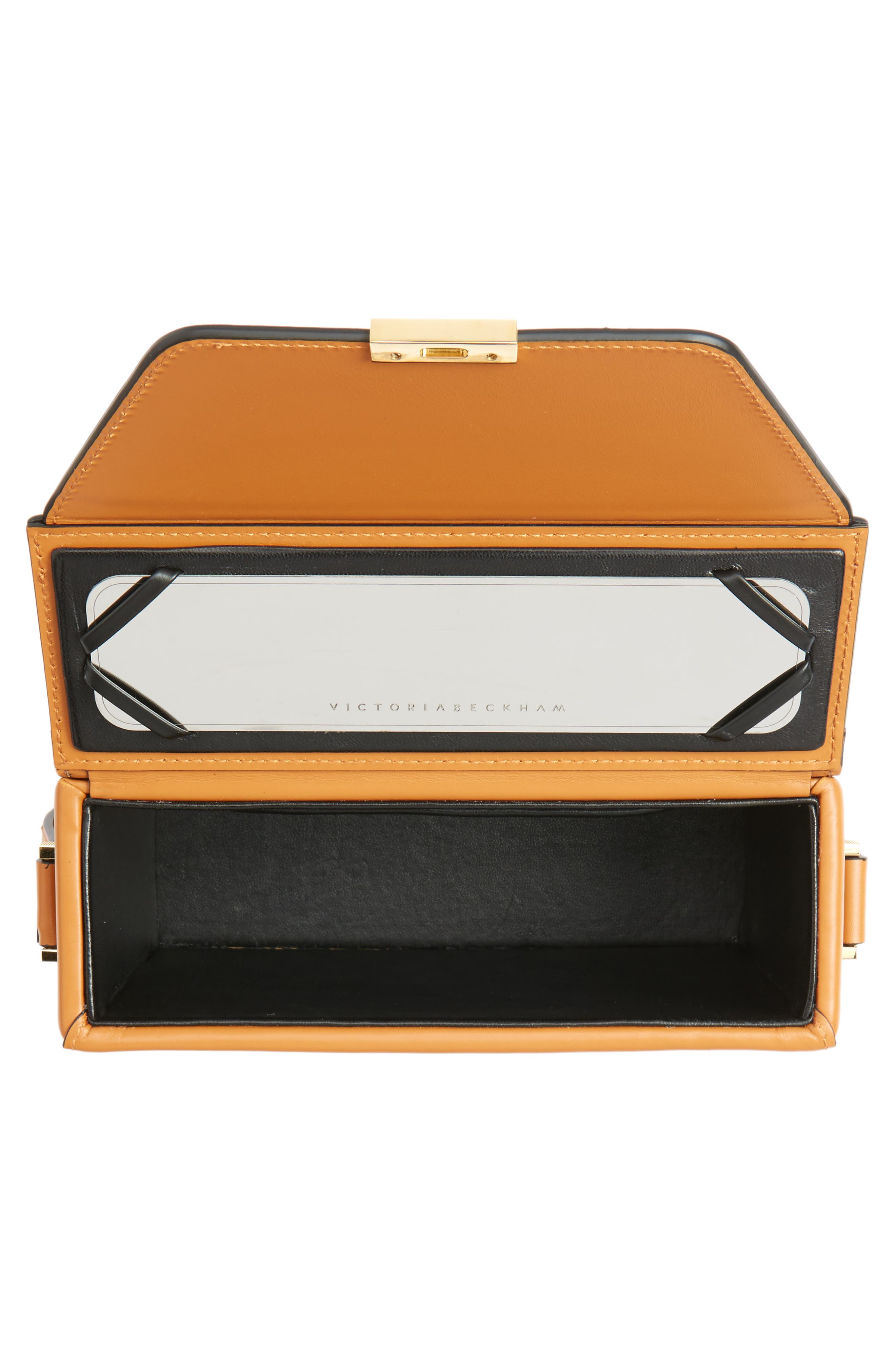 Vanity Calfskin Leather Box Bag, Alternate, color, MUSTARD