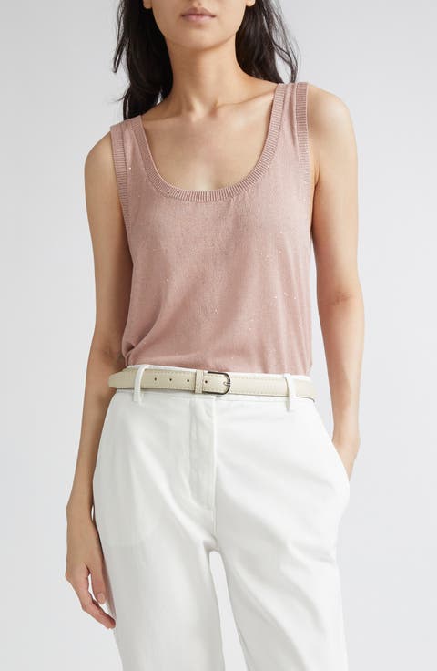 Sequin Openwork Silk & Cotton Sweater Vest