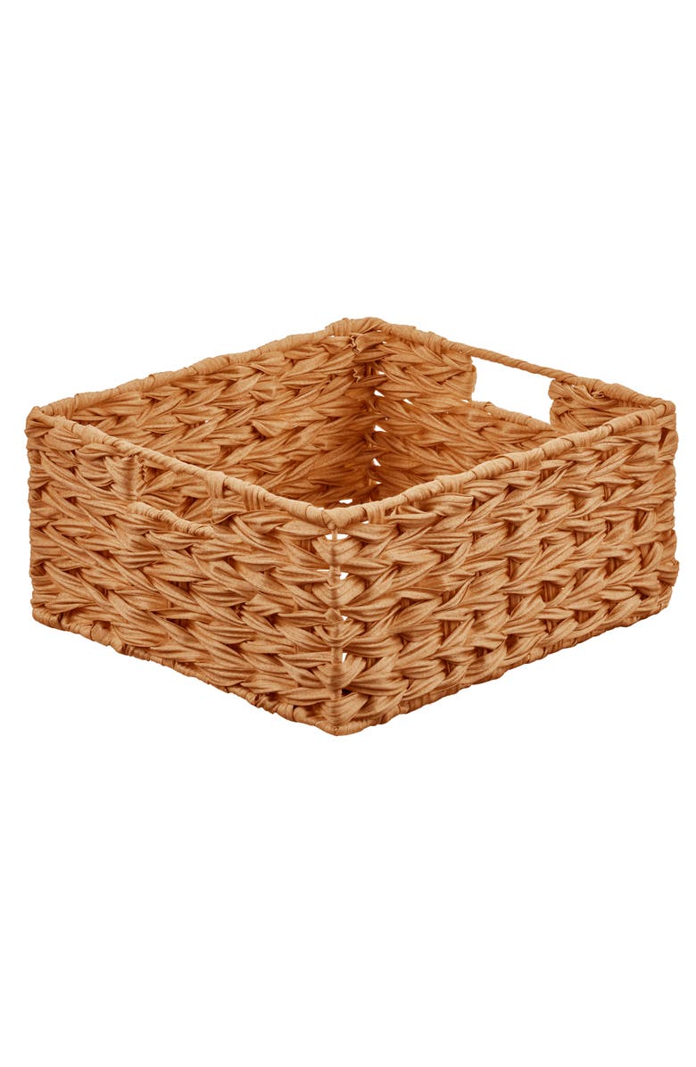 mDesign Woven Farmhouse Kitchen Pantry Food Storage Basket Box, 6 Pack, Camel, Alternate, color, Brown
