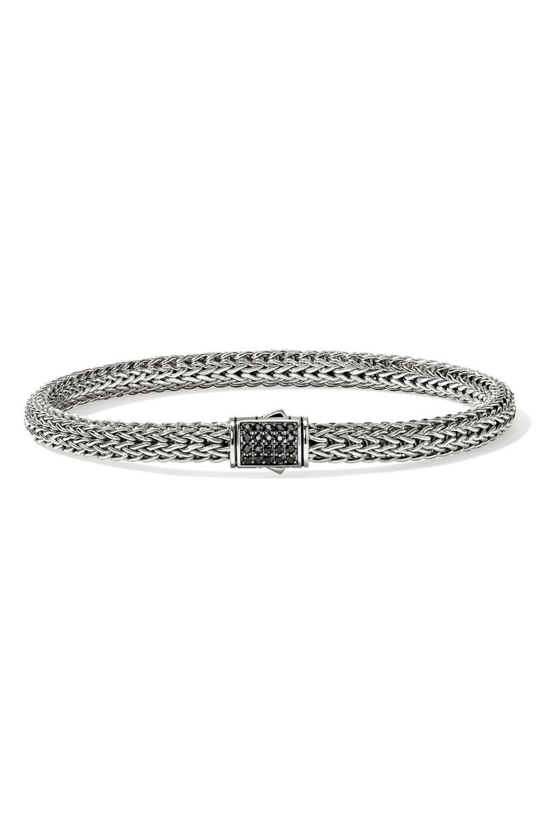 John Hardy Icon Bracelet, Sterling Silver, Pavé, 5mm, Main, color, Black Sapphire