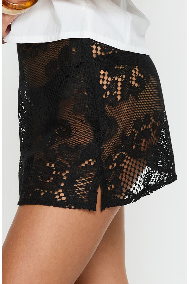 Somie Crochet Lace Miniskirt, Alternate, color, BLACK