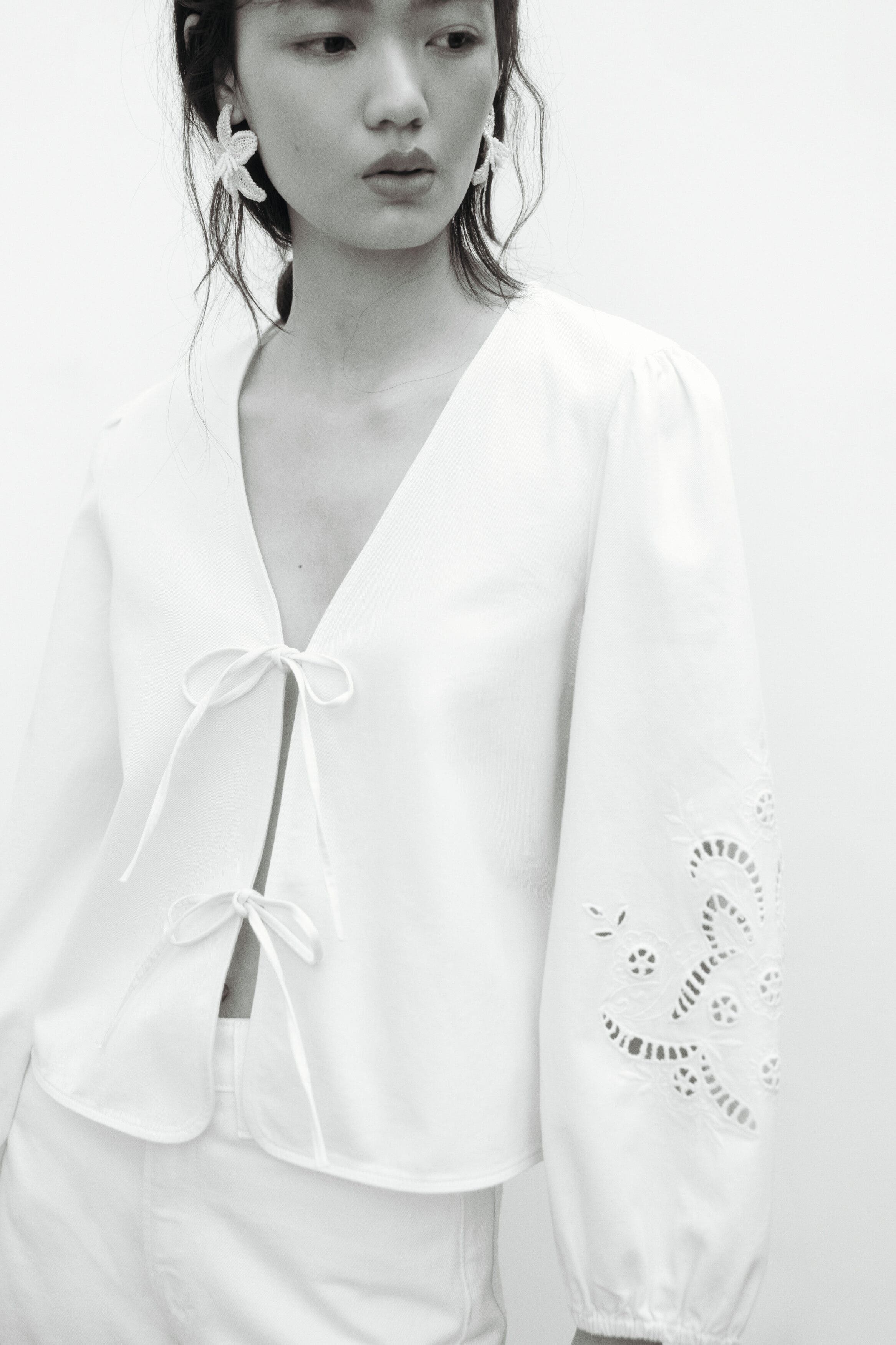 Tie-detail Broderie Anglaise Jacket - image 2
