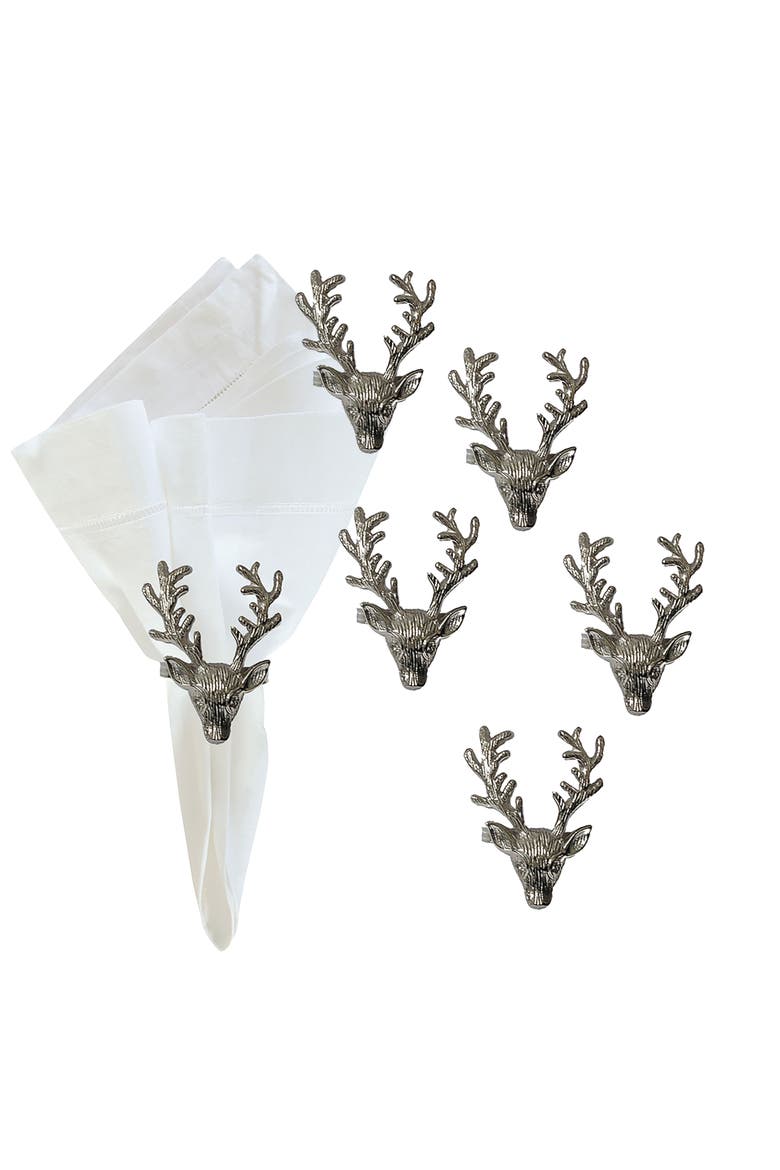 Silver Stag Napkin Ring Set of 6, Alternate, color, Silver