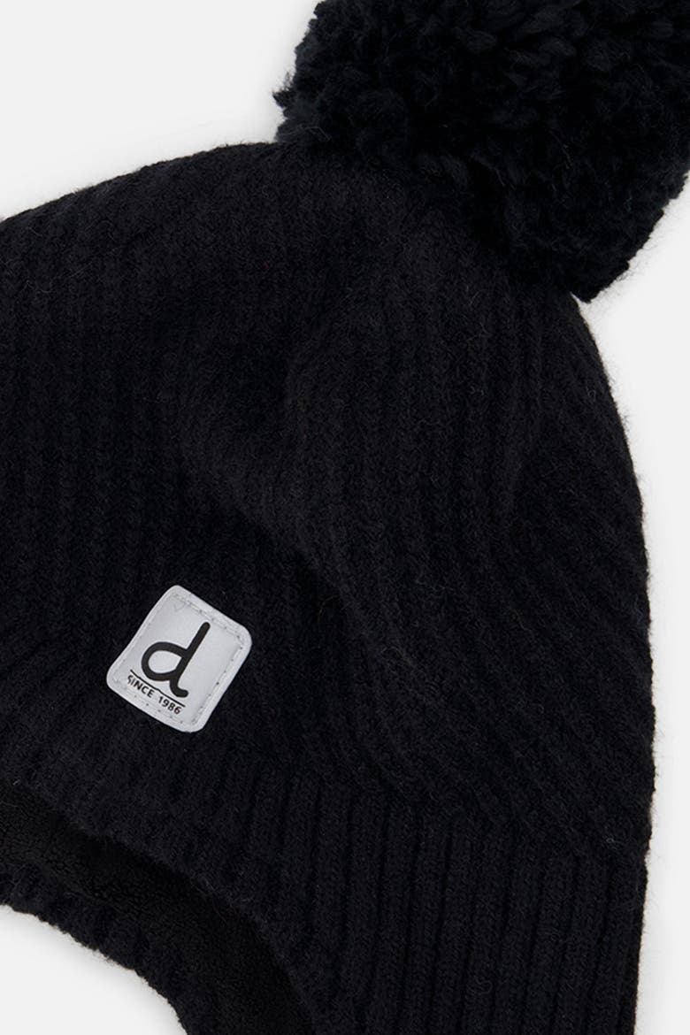Fleece-Lined Knit Pompom Hat, Alternate, color, Noir