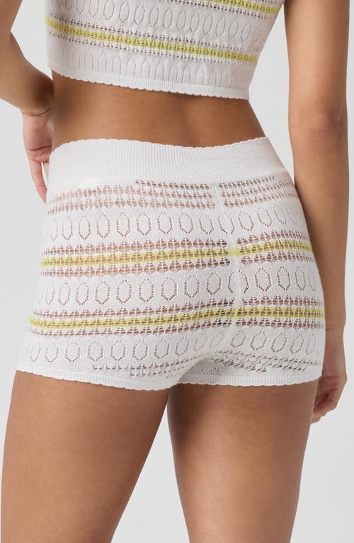 Florence By Mills Stripe Pointelle Pull-on Shorts In White