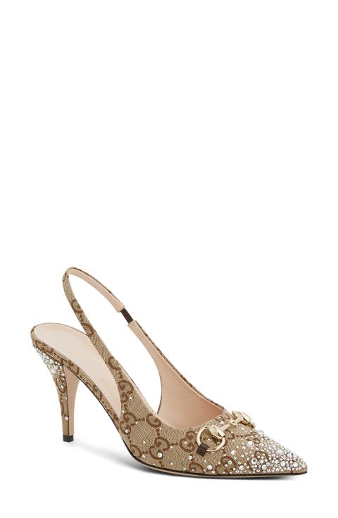 Erin Crystal Embellished Pointed Toe Slingback Pump (Women)