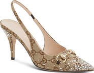 Gucci Erin Crystal Embellished Pointed Toe Slingback Pump