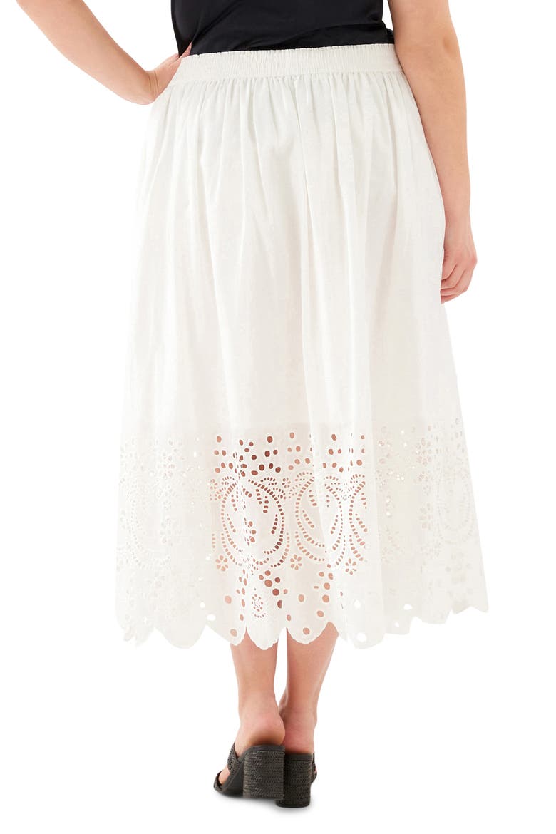 Embroidered Eyelet Cotton Midi Skirt, Alternate, color, OFF WHITE