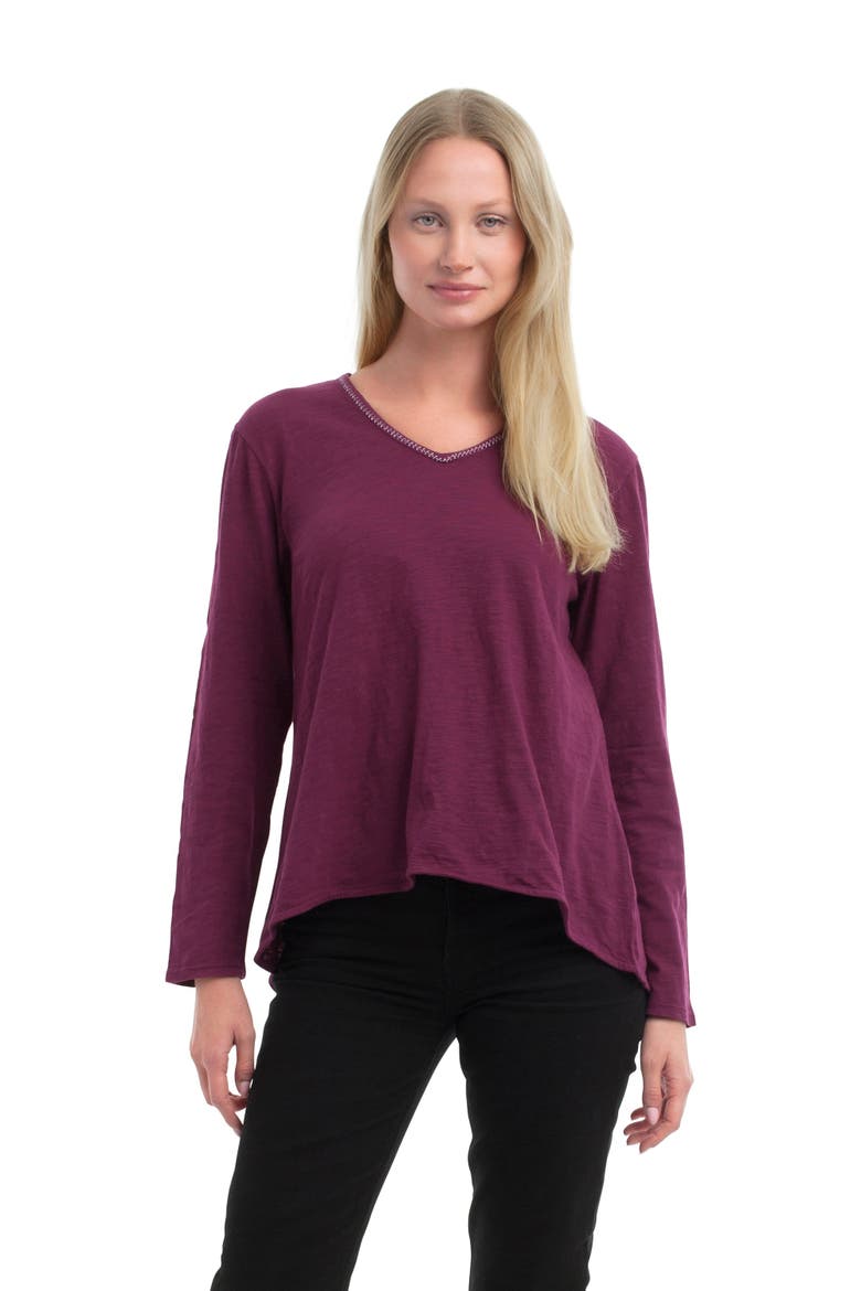 Metallic Thread V-Neck, Main, color, Magenta Purple