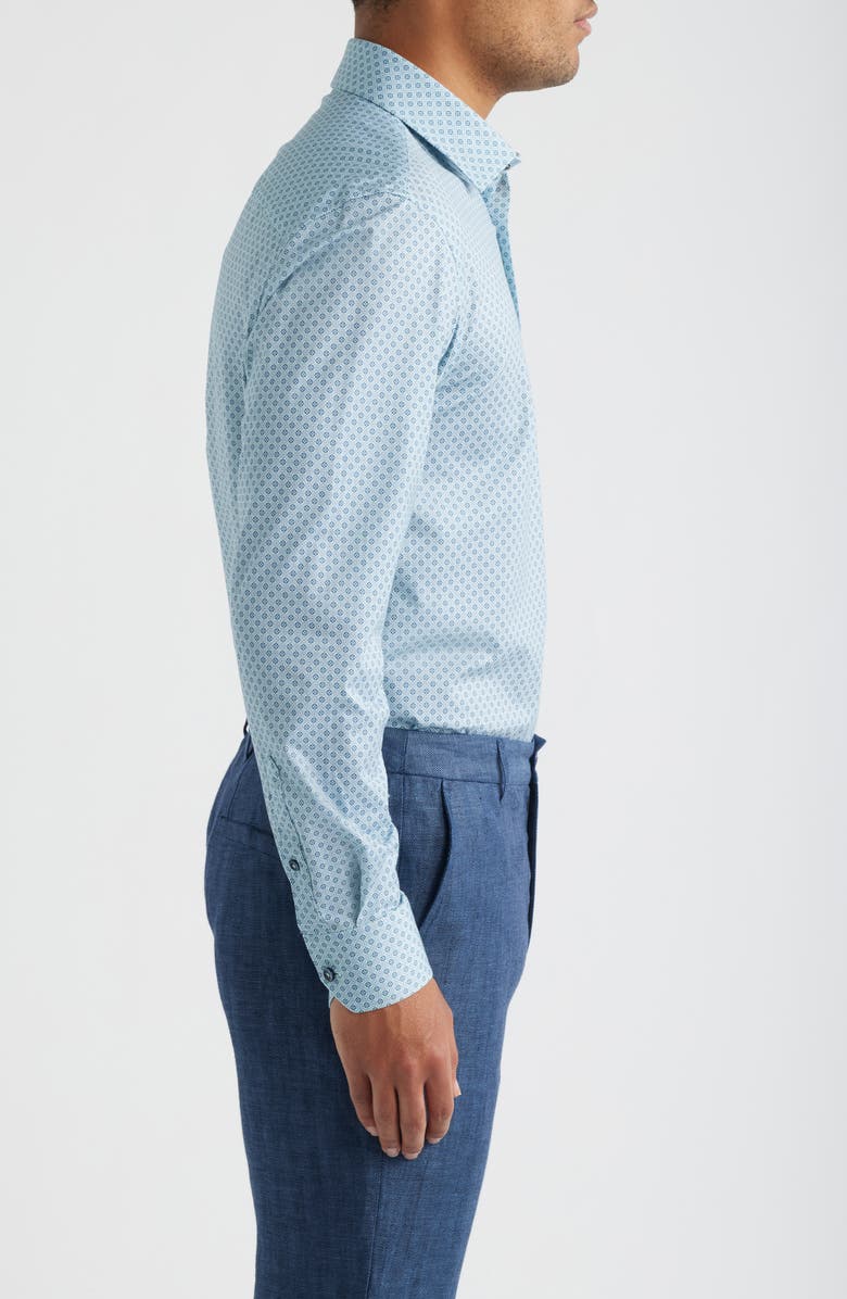 Bugatchi James OoohCotton<sup>®</sup> Geo Print Button-Up Shirt, Alternate, color, Seafoam