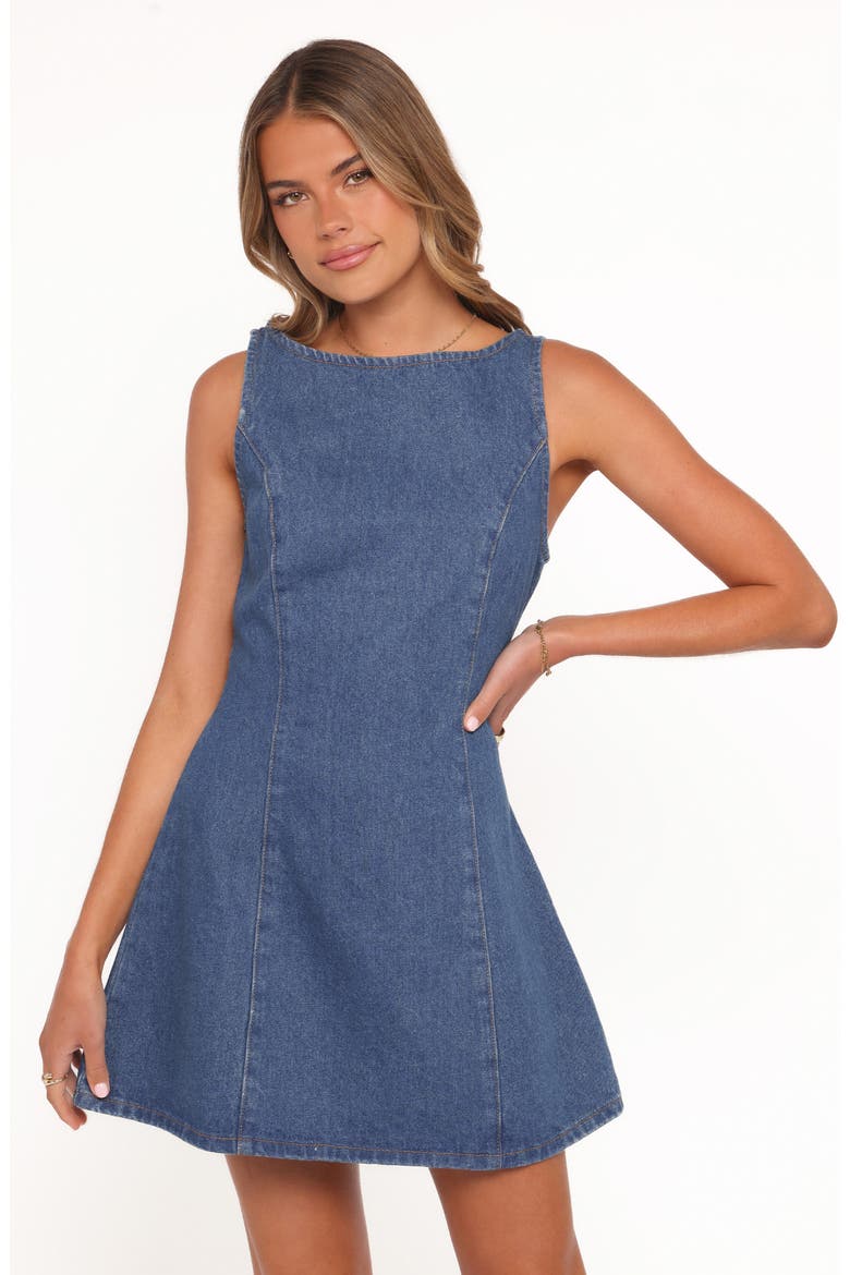 Katina Denim Fit & Flare Minidress, Alternate, color, DENIM