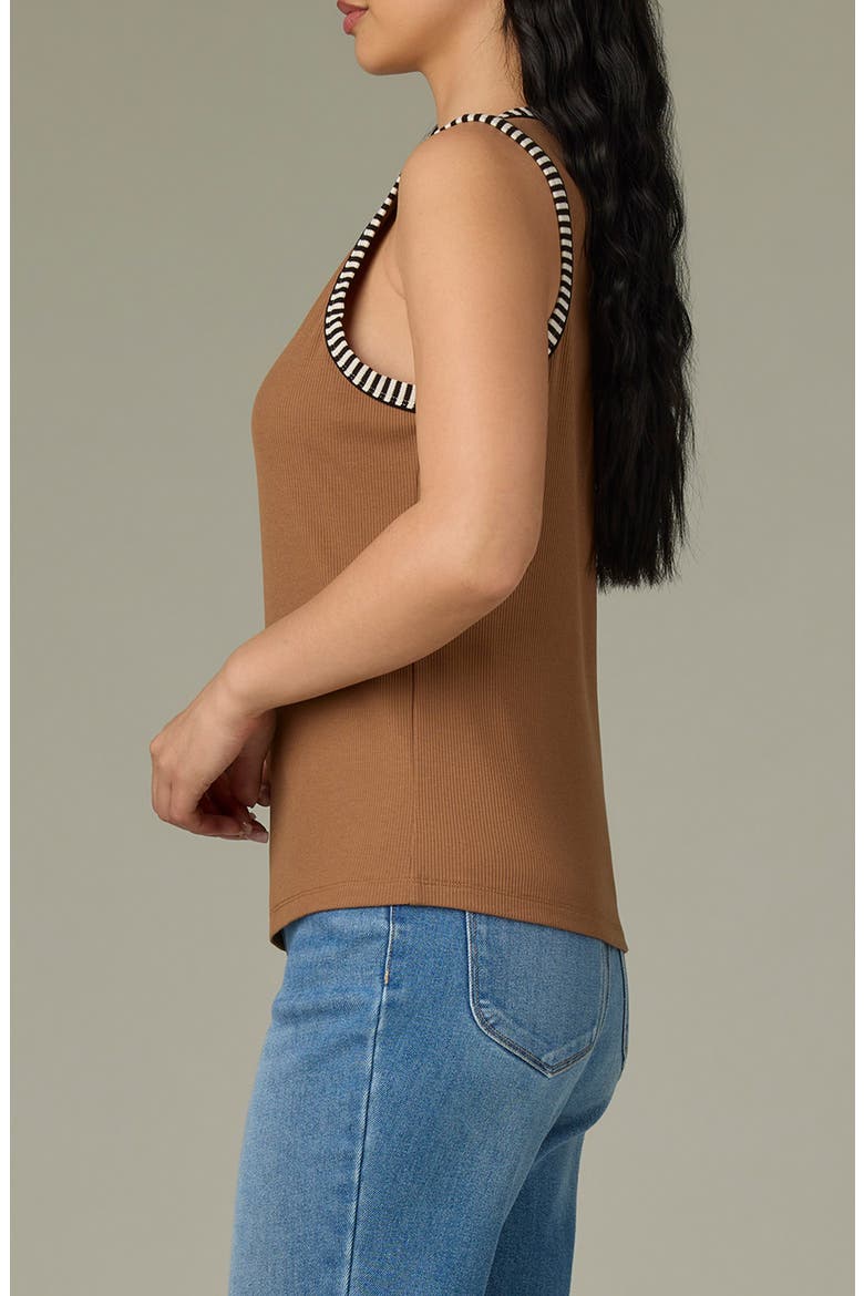 Contrast Binding Rib Tank, Alternate, color, CAMEL/ BLACK