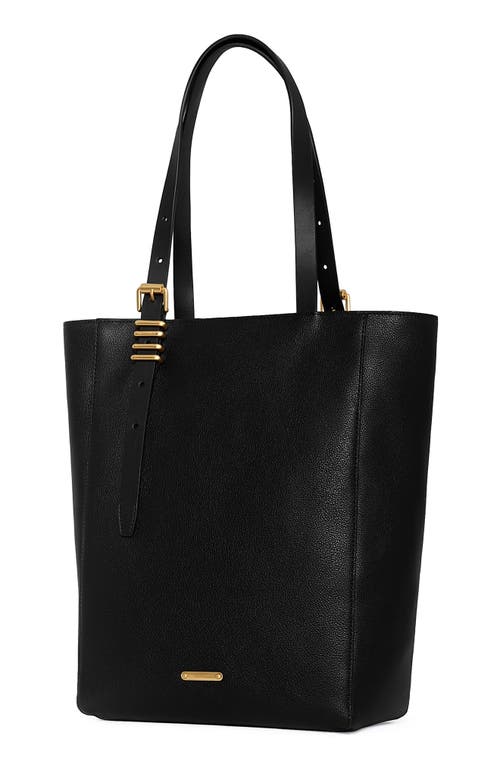 Rebecca Minkoff Buckle North-south Leather Tote Bag In Black