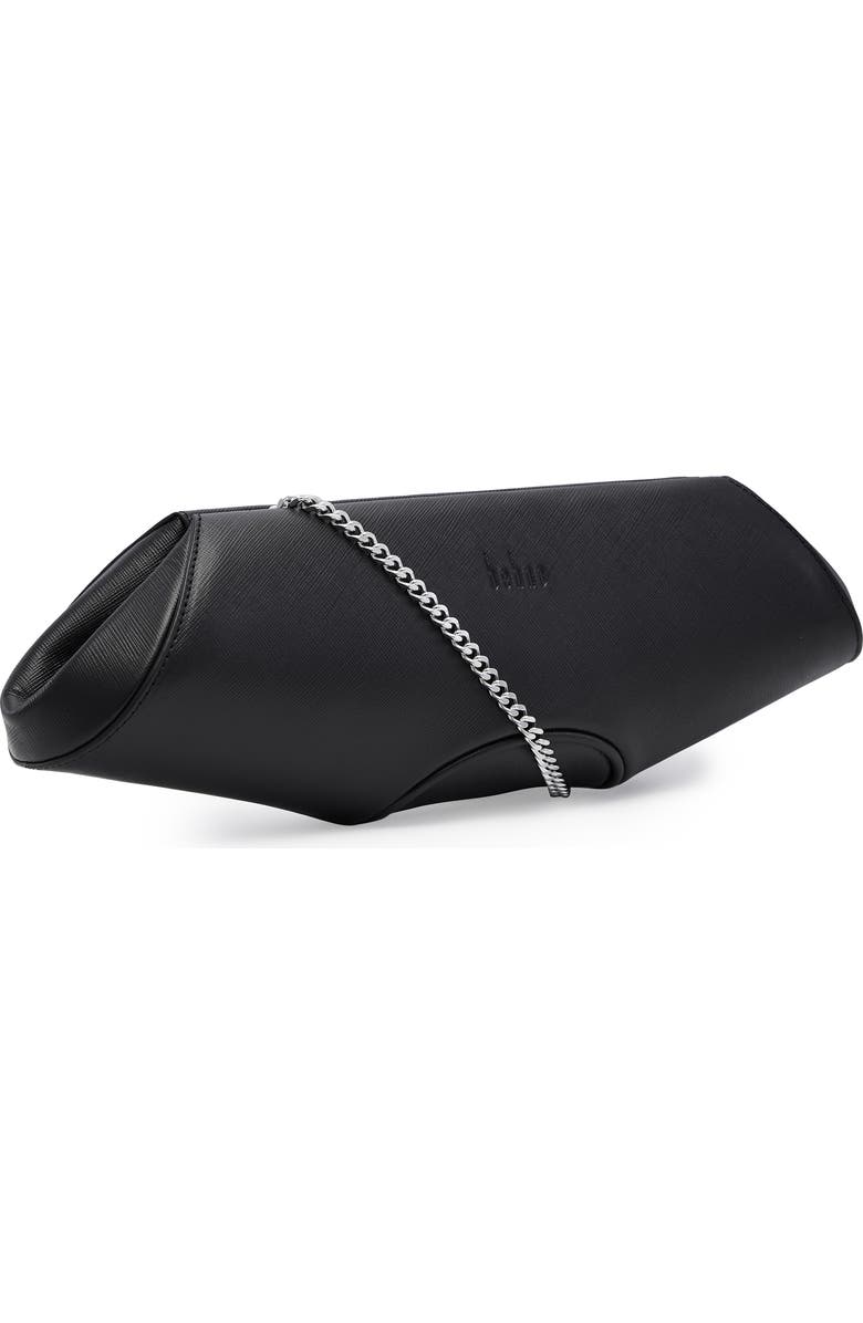 behno Elizabeth Leather Baguette Clutch, Alternate, color, Black