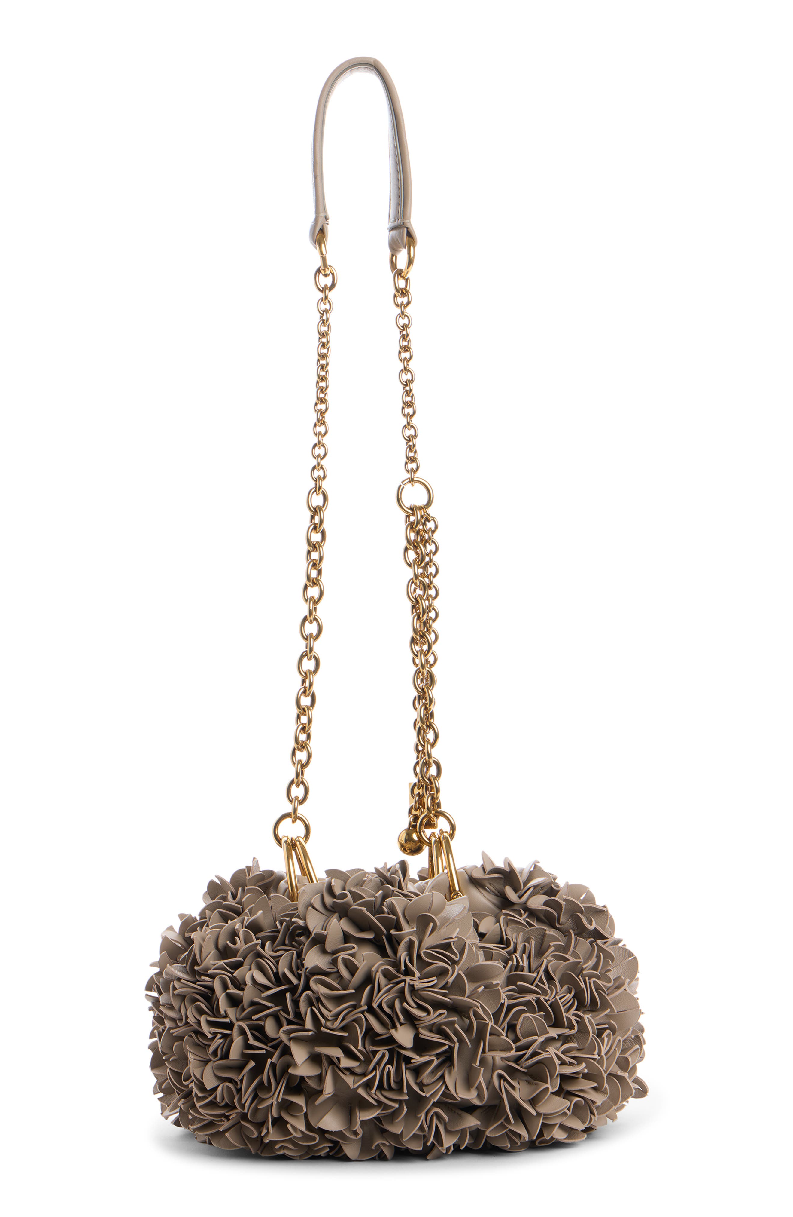 Chloé Pleated Flower Leather Crossbody Bag, Alternate, color, Woodsmoke