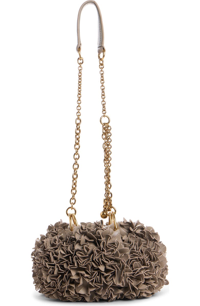 Chloé Pleated Flower Leather Crossbody Bag, Alternate, color, Woodsmoke