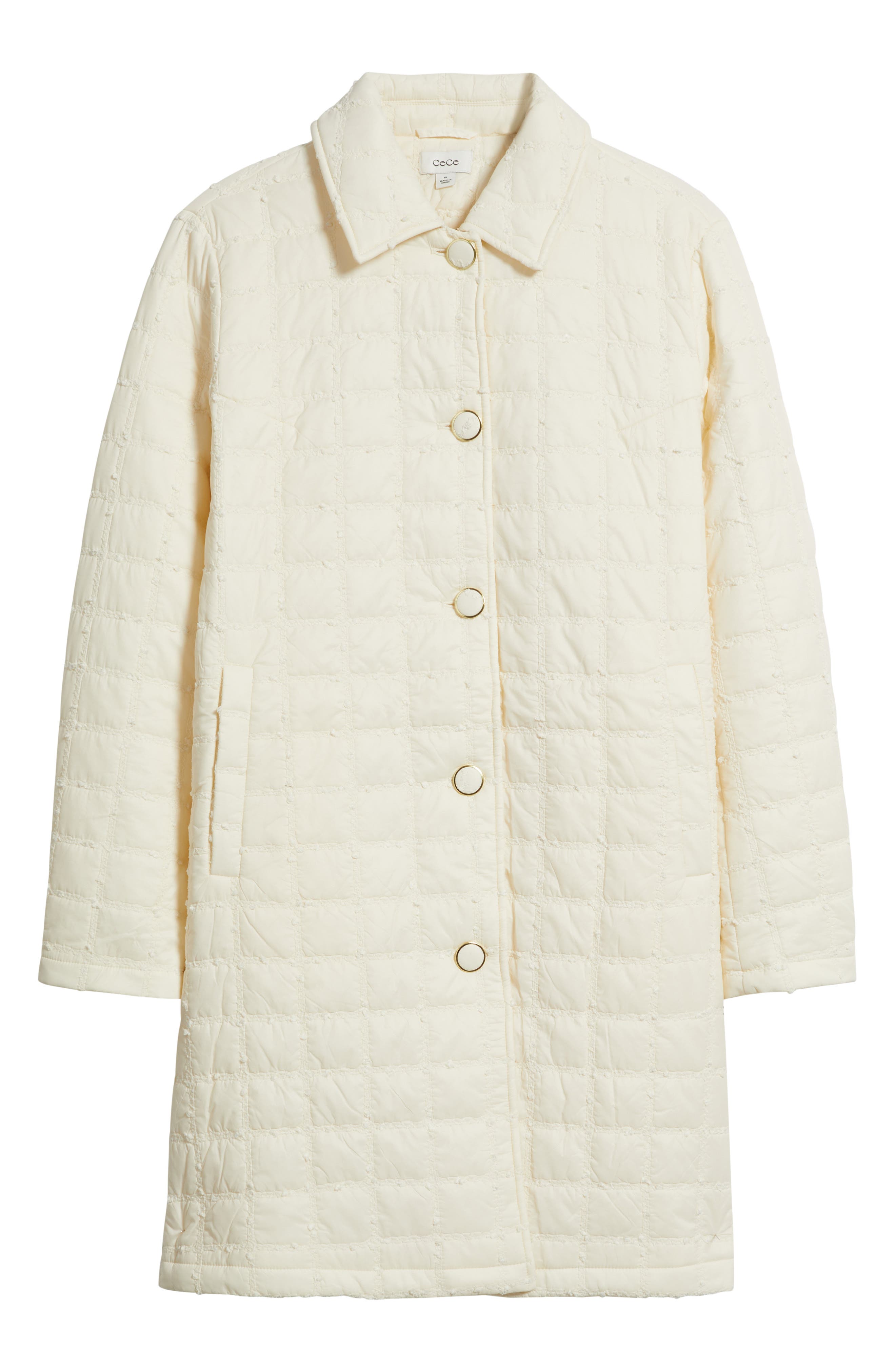 CeCe Boucle Quilted Longline Jacket