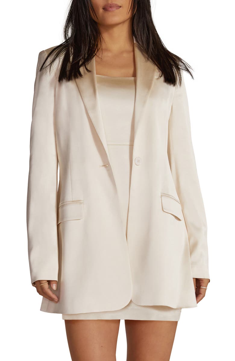 Favorite Daughter The Break Up Stretch Satin Blazer, Main, color, Ivory