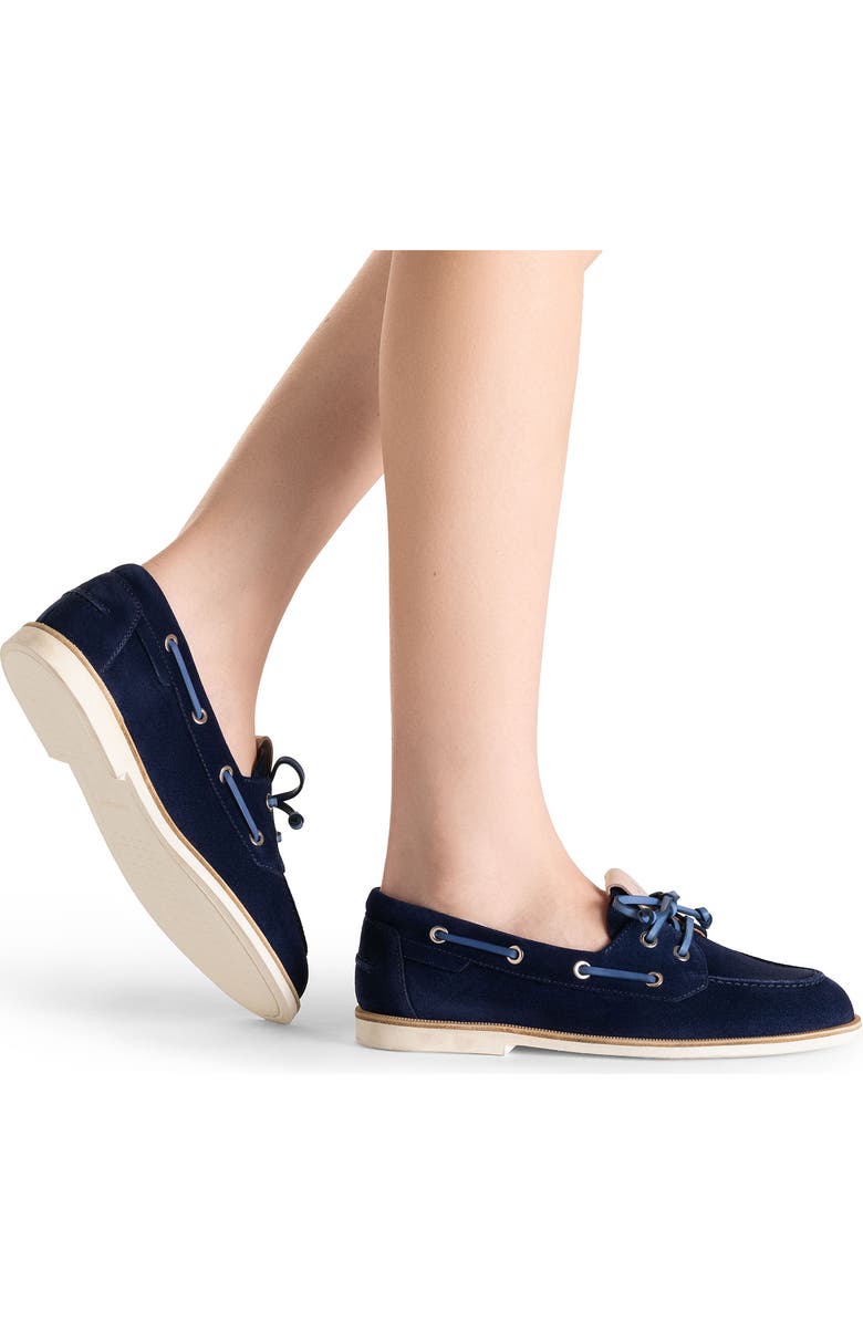 Magnanni Marina Suede Boat Shoe, Alternate, color, Navy Suede