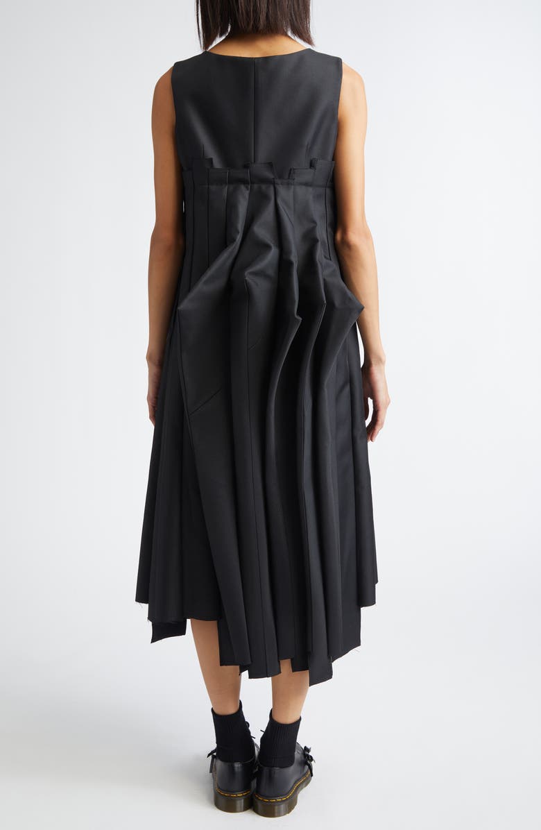 Comme des Garçons Pleated Gabardine Midi Dress, Alternate, color, Black