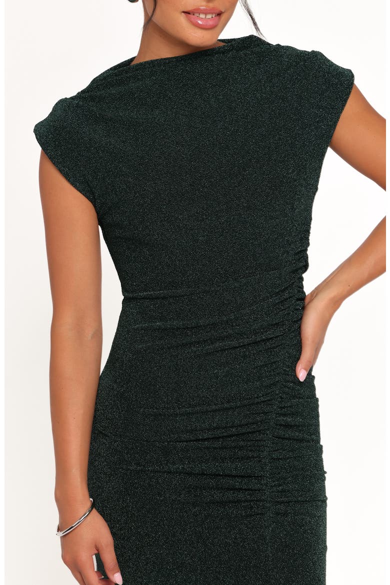 Mel Metallic Cap Sleeve Midi Dress, Alternate, color, DARK EMERALD