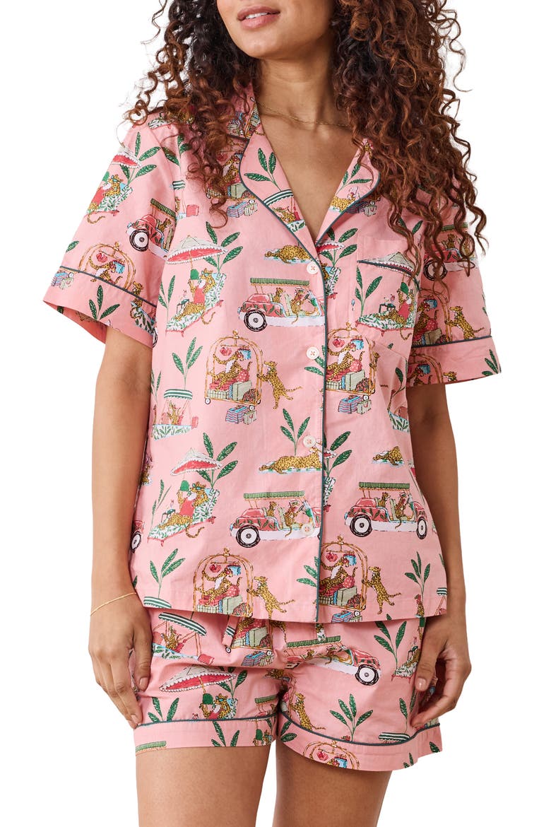 Short Organic Cotton Pajamas Set, Main, color, PEACH DAIQUIRI
