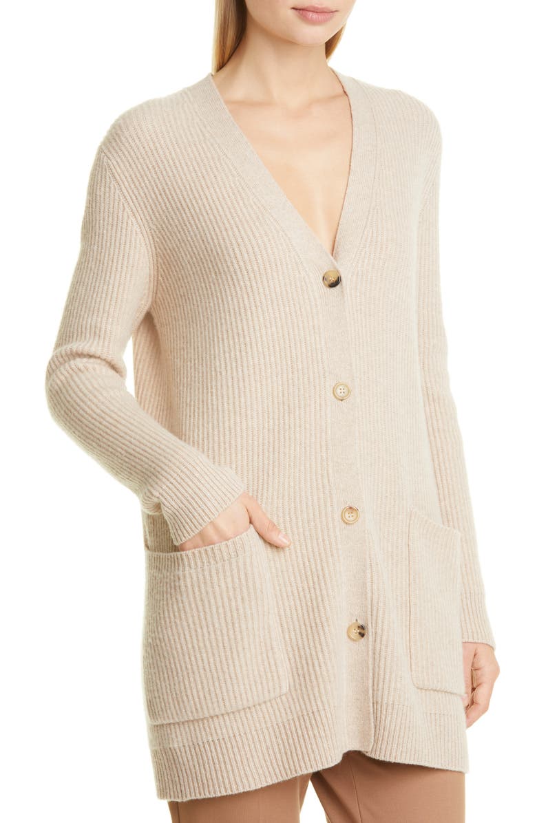 Max Mara Pablo Rib Cashmere Long Cardigan, Alternate, color, 