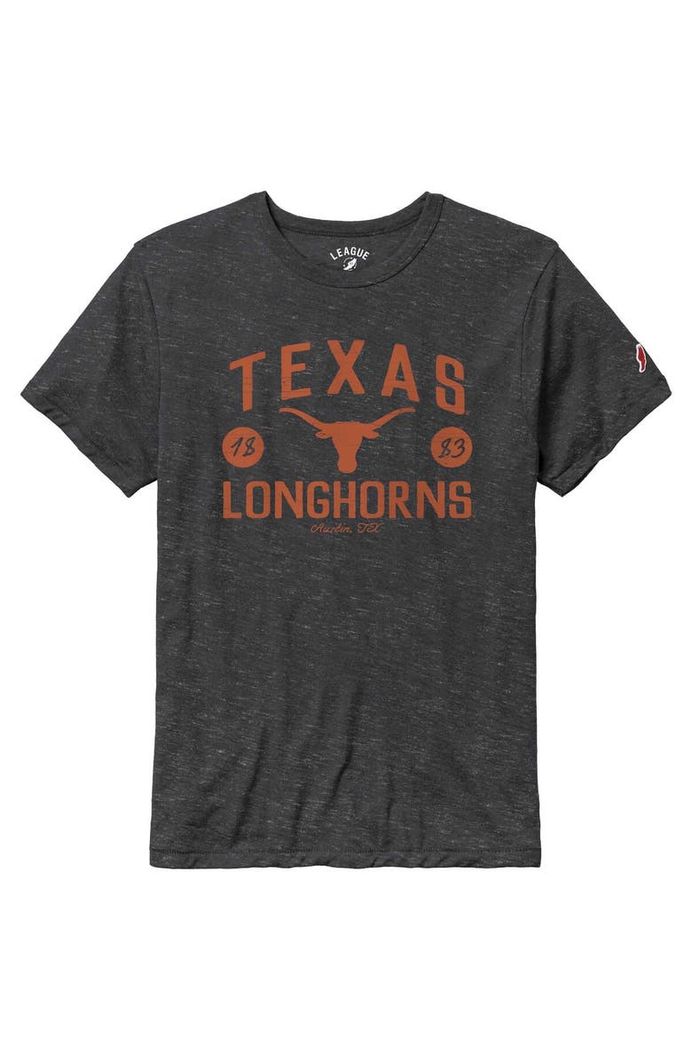 LEAGUE COLLEGIATE WEAR Men's League Collegiate Wear Heather Charcoal Texas Longhorns Bendy Arch Victory Falls Tri-Blend T-Shirt, Main, color,