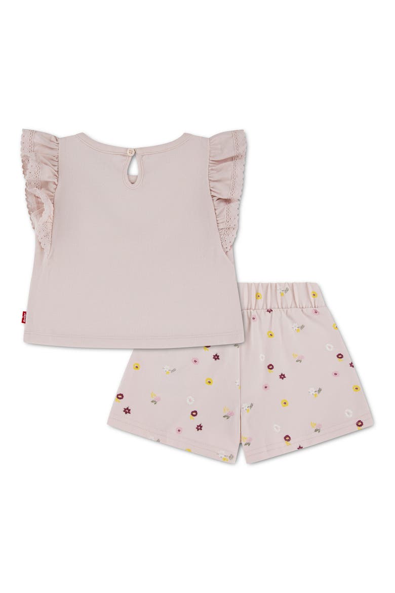 Ditsy Flutter Sleeve Top & Skort Set, Alternate, color, CRYSTAL PINK