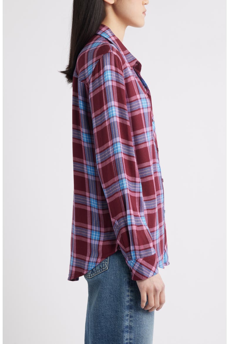 Hunter Plaid Button-Up Shirt, Alternate, color, MERLOT SKY BLUSH