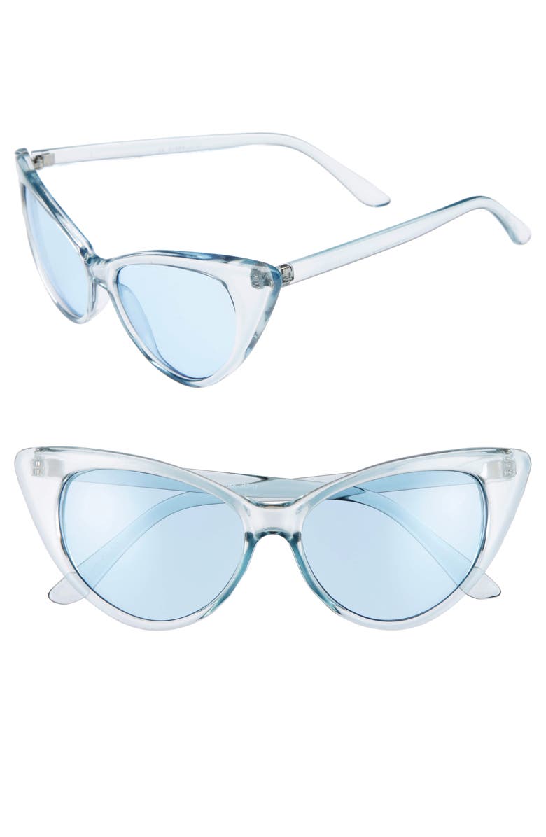 Glance Eyewear 55mm Transparent Pastel Cat Eye Sunglasses, Main, color, 